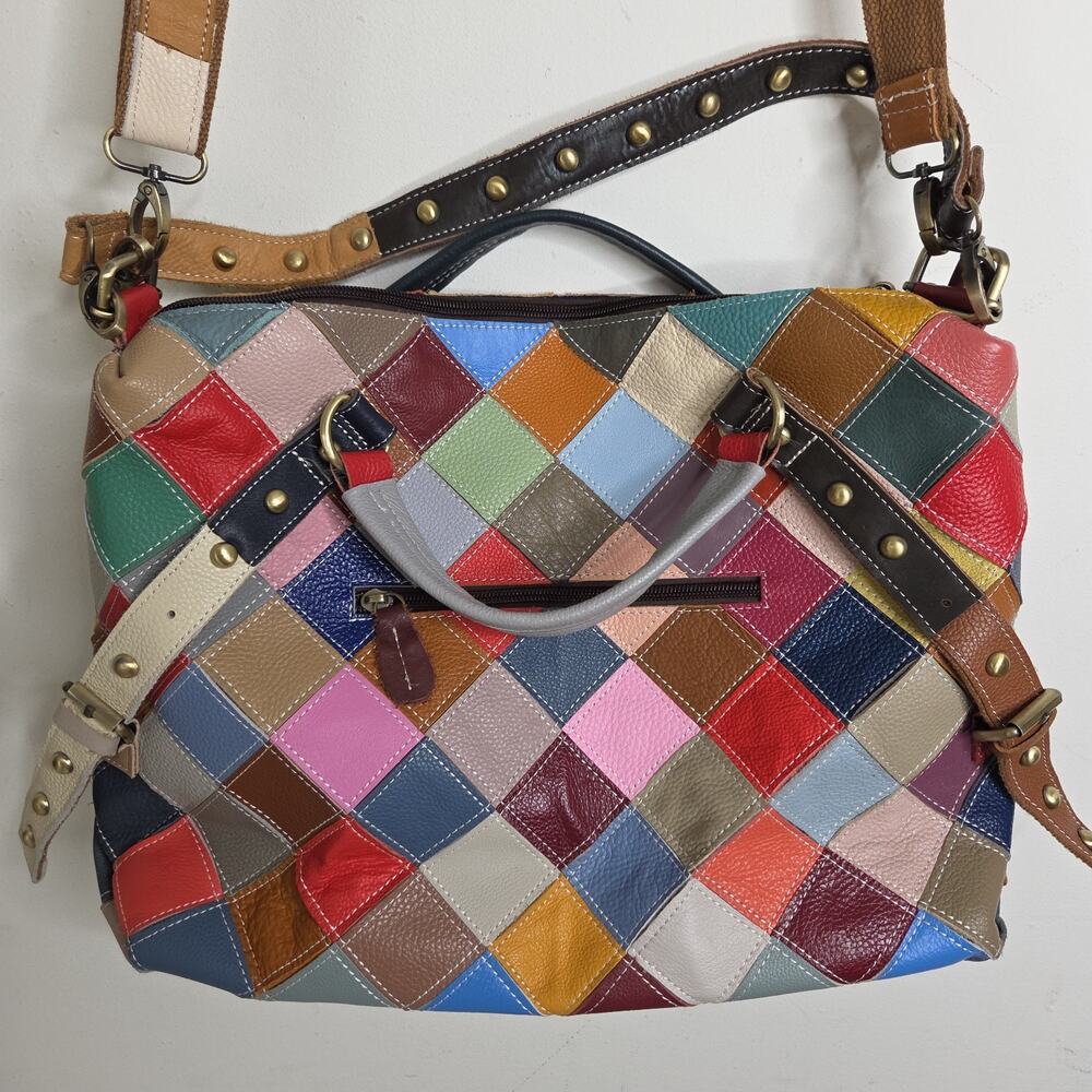 Women Color Clash Handbag Tote Purse Shoulder Bag